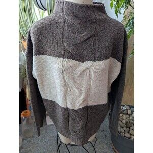Exc Easel Mockneck Oversized Colorblock cable front Pullover Swtr sz Sm-XL